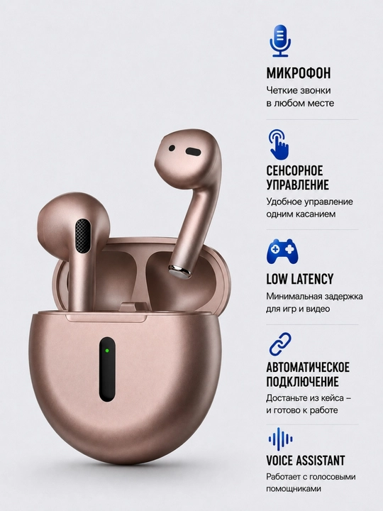Simsiz quloqchinlar Bluetooth 5.3 TWS, mikrofon, sensorli boshqaruv, Type-C