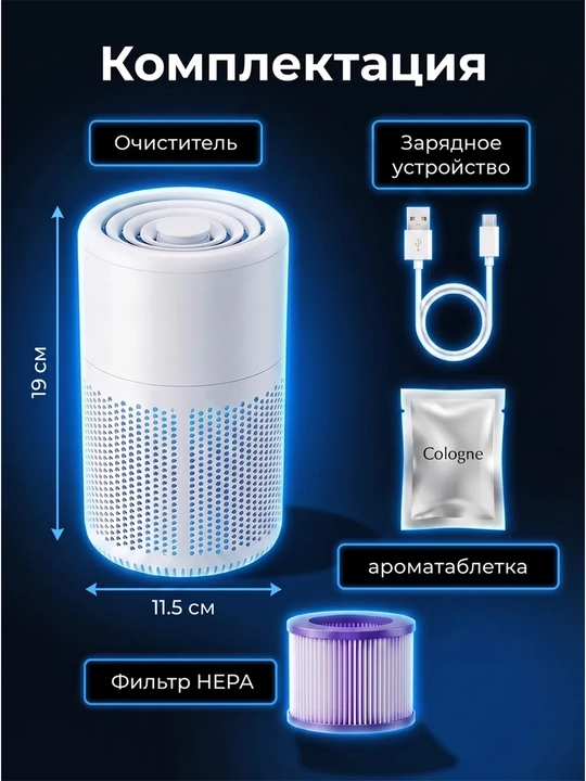Очиститель воздуха с HEPA-фильтром и ароматизацией 40 м² белый