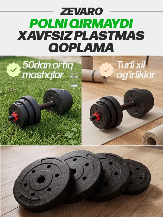 Yig'ma gantellar to plami va shtanga, gantel nabor 15 kg - 30 kg