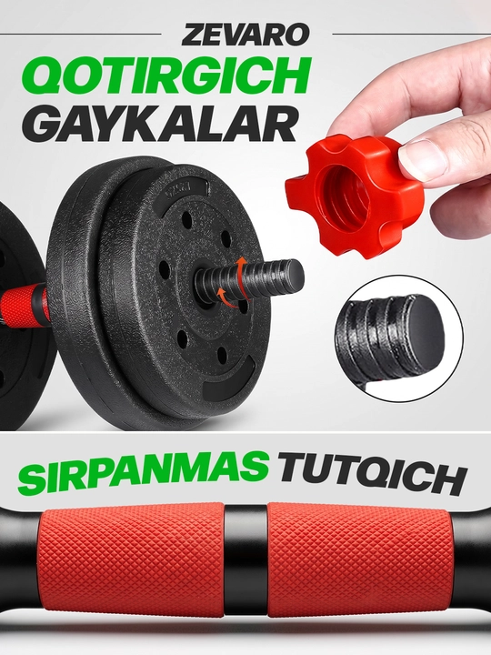 Yig'ma gantellar to plami va shtanga, gantel nabor 15 kg - 30 kg