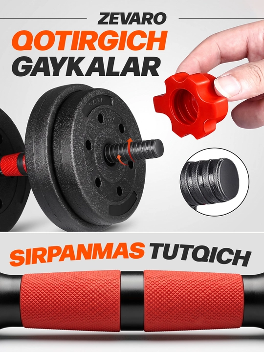 Yig'ma gantellar to plami va shtanga, gantel nabor 15 kg - 30 kg