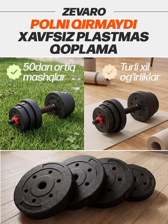 Yig'ma gantellar to plami va shtanga, gantel nabor 15 kg - 30 kg