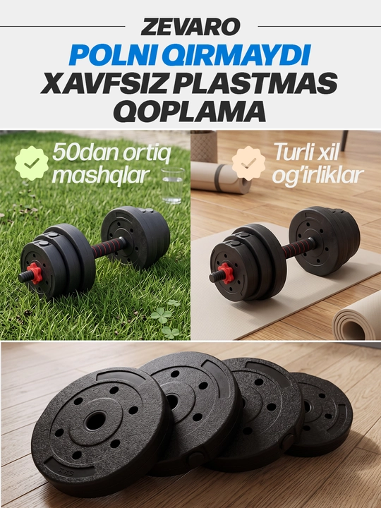 Yig'ma gantellar to plami va shtanga, gantel nabor 15 kg - 30 kg