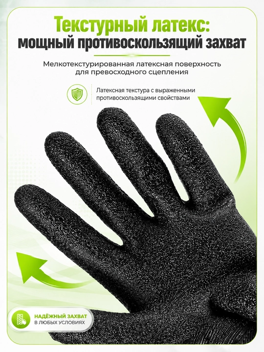 Перчатки обрезиненные для захвата рыбы W-PRO