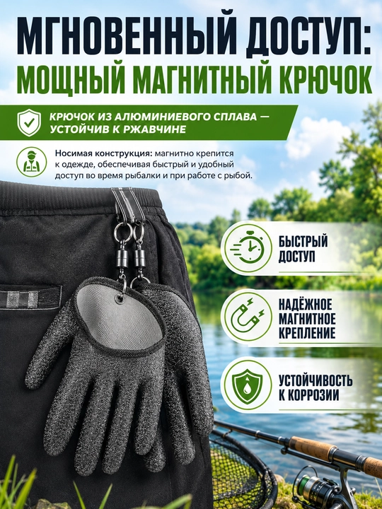 Перчатки обрезиненные для захвата рыбы W-PRO