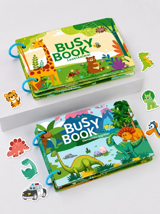 Bizibuk Busy Book, bolalar uchun yopishqoq rivojlantiruvchi kitob, Montessori, hayvonlar