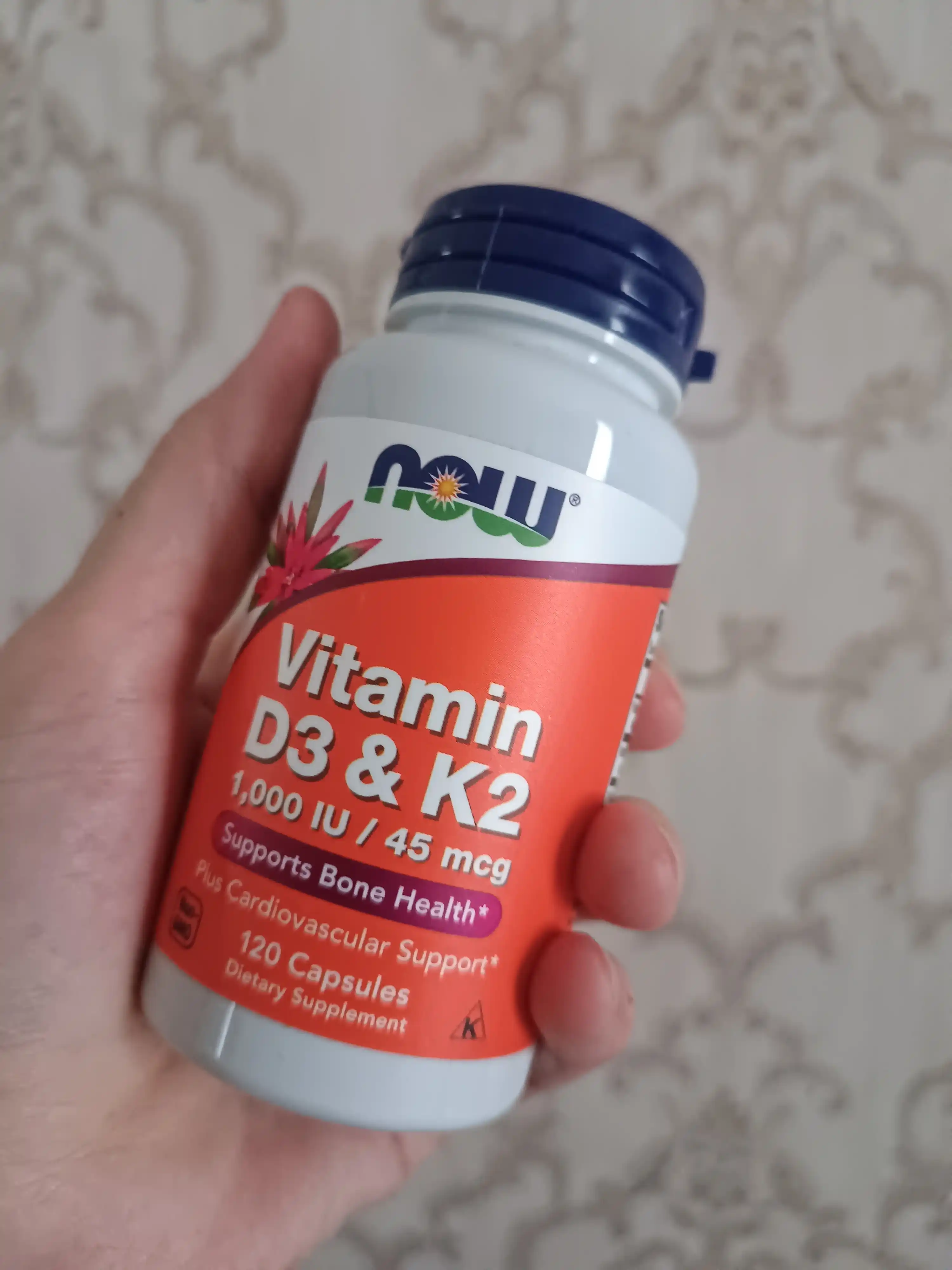 NOW FOODS, Витамин D3 и K2, 1000 ME / 45 мкг, 120 капсул, Халяль
