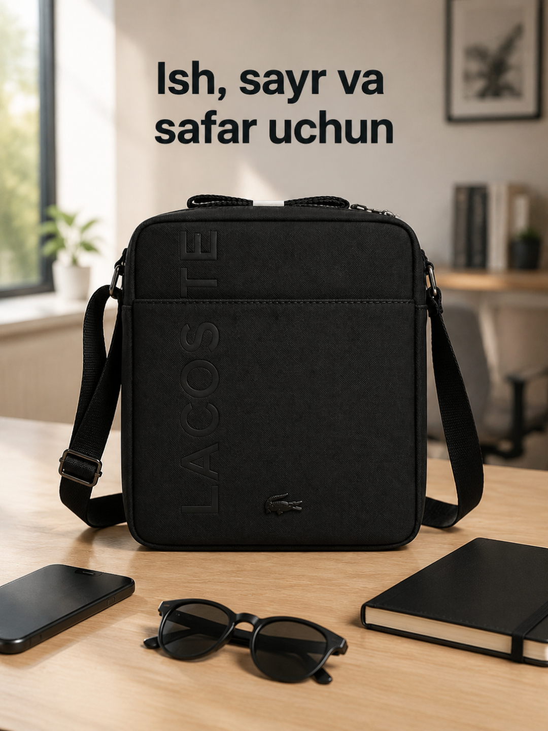 Мужская сумка через плечо в стиле Lacoste, повседневная crossbody сумка, синяя - 