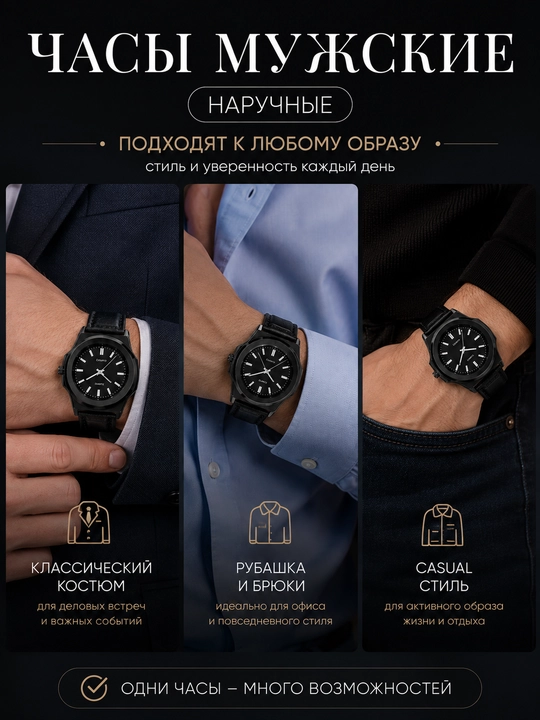 Erkaklar qo‘l soati, klassik qora quartz soat, charm tasma, sovg‘a qutisi bilan