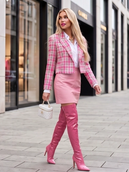 Zara yoki Chanel uslubidagi tvid pidjak, zamonaviy katta o‘lchamli pidjak