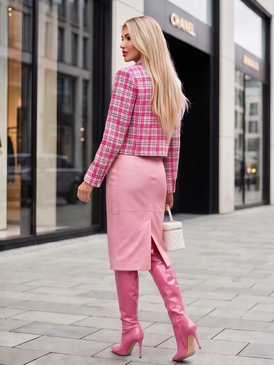 Zara yoki Chanel uslubidagi tvid pidjak, zamonaviy katta o‘lchamli pidjak