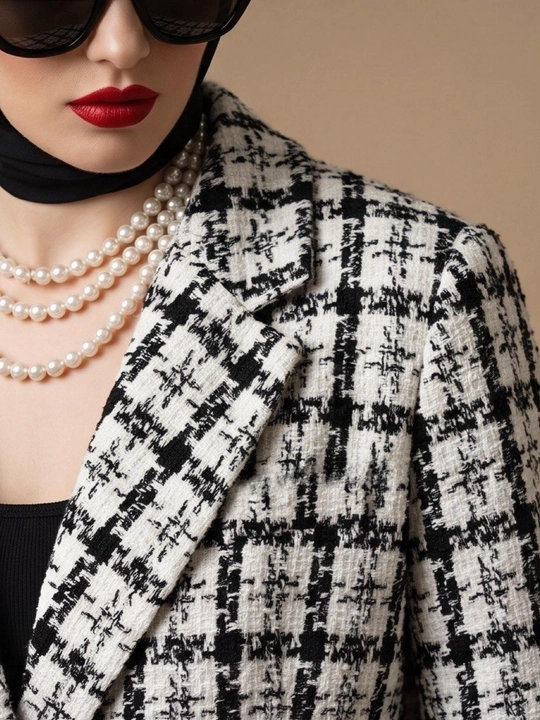 Zara yoki Chanel uslubidagi tvid pidjak, zamonaviy katta o‘lchamli pidjak