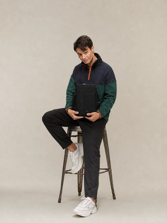 Мужская сумка через плечо в стиле Lacoste, повседневная crossbody сумка 21×25×6 см