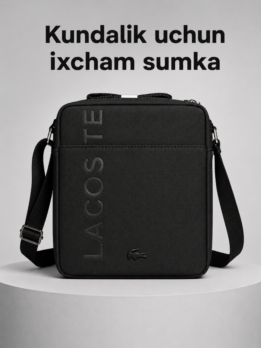 Lacoste uslubidagi erkaklar yelka sumkasi, kundalik crossbody sumkasi 21×25×6 sm - 