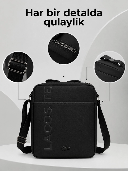 Мужская сумка через плечо в стиле Lacoste, повседневная crossbody сумка 21×25×6 см