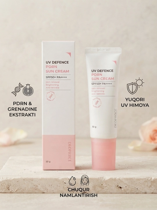 Deoproce UV Defence PDRN Sun Cream SPF 50+ PA++++ (50 g) — PDRN kompleksi bilan boyitilgan - 