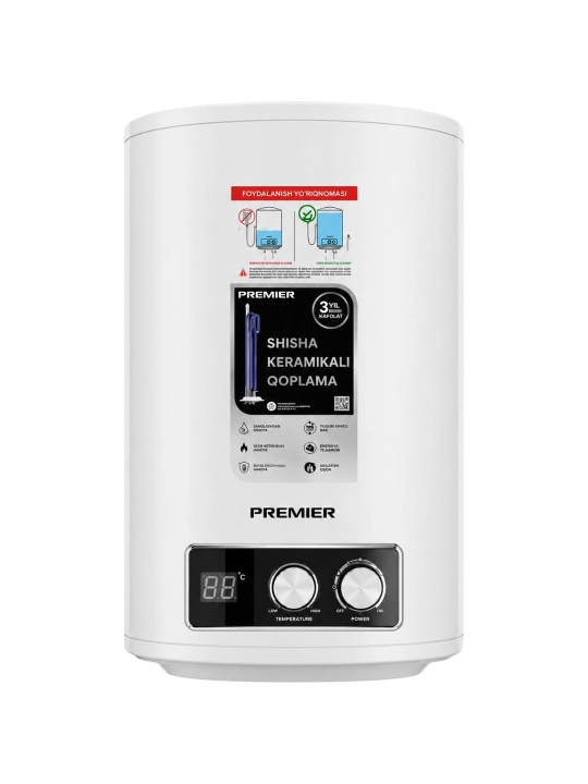 Водонагреватель Premier PRM-80WH05DG, 80 л, 2500 Вт, электрический, белый - 