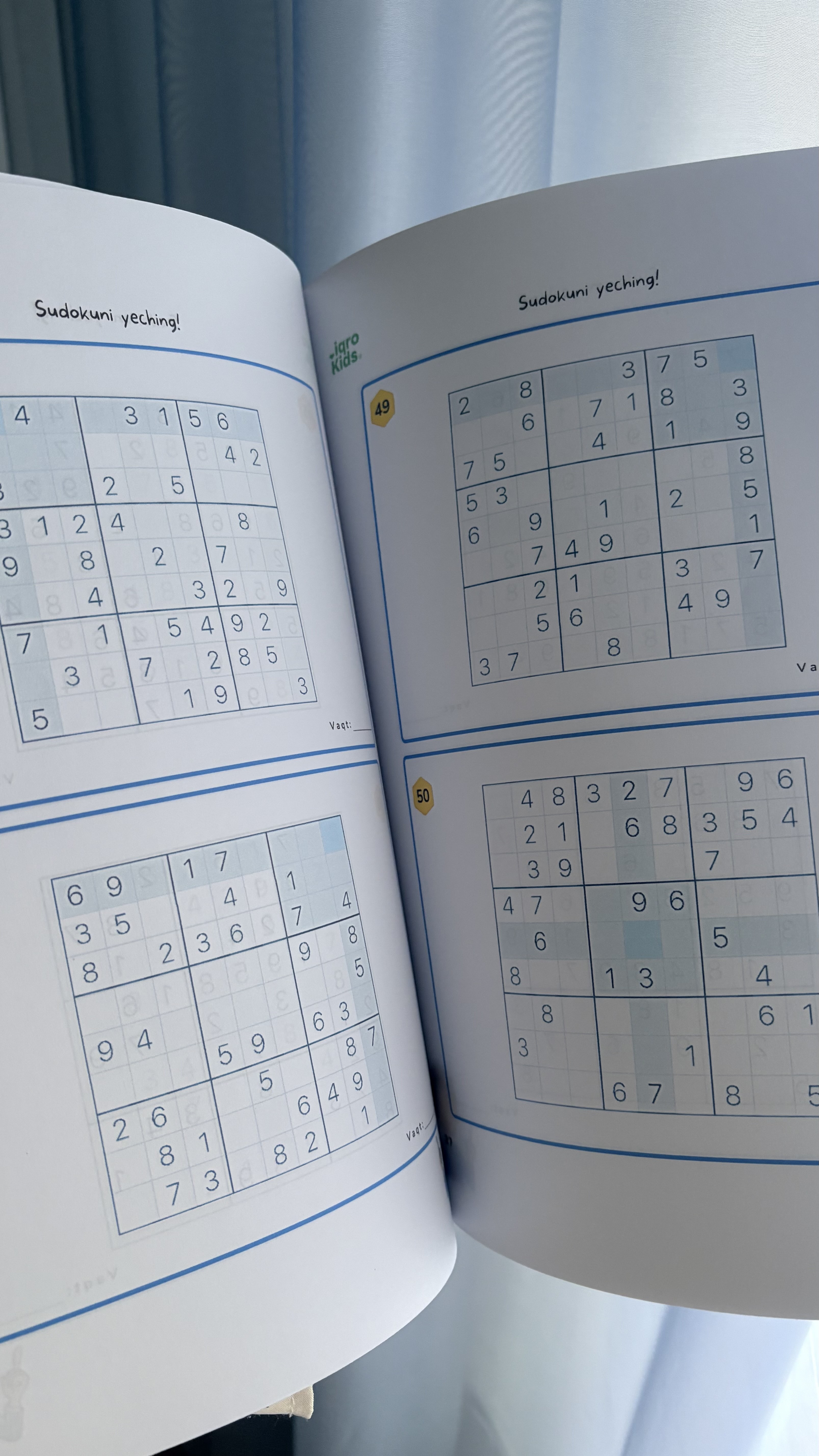 Sudoku – mantiqiy boshqotirmalar