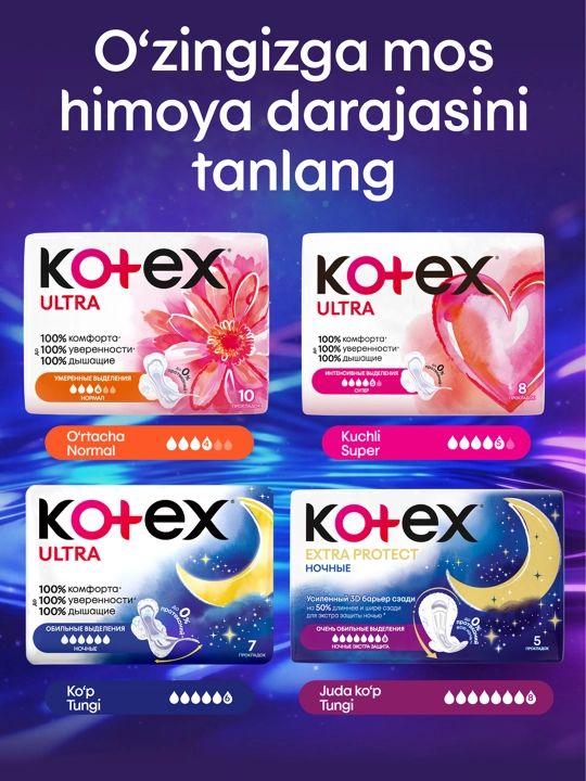 Kotex Extra Protect tungi prokladkalari, 5 dona