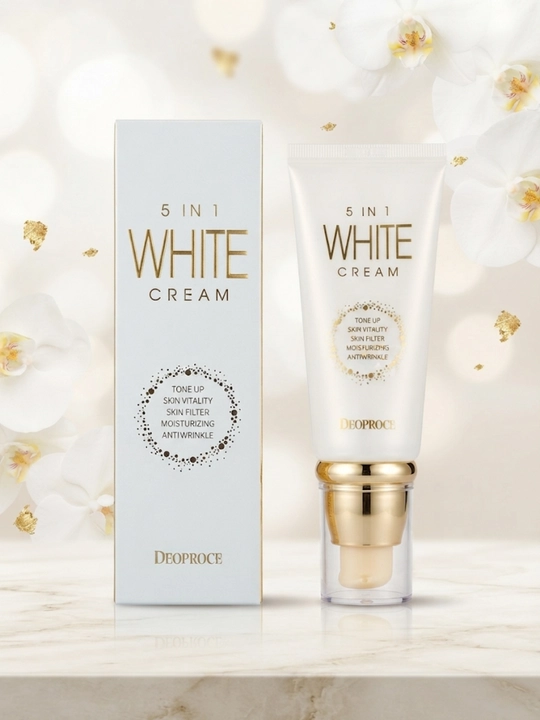Deoproce 5 in 1 White Cream oqartiruvchi, rangini tekislovchi, ajinlarga qarshi kremi