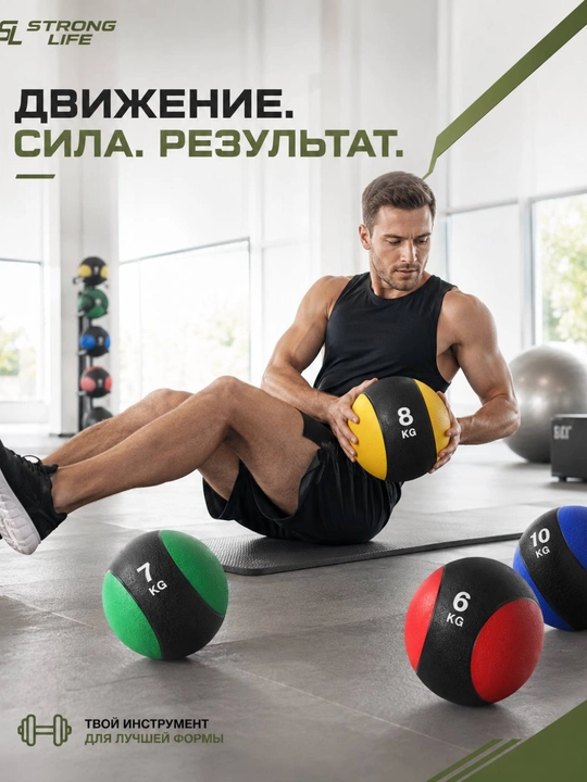 Sport uchun rezinali meditsinbol (medbol), krossfit va fitnes uchun og'irlashtirilgan to'p