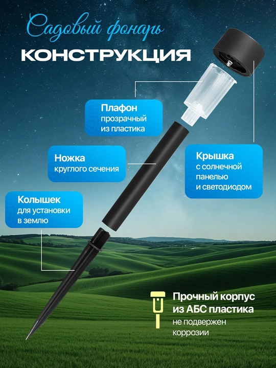 Solar bog‘ chiroqlari quyosh batareyali 10 dona IP44