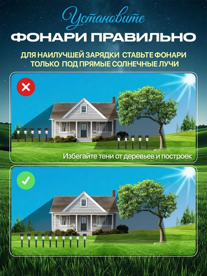 Solar bog‘ chiroqlari quyosh batareyali 10 dona IP44
