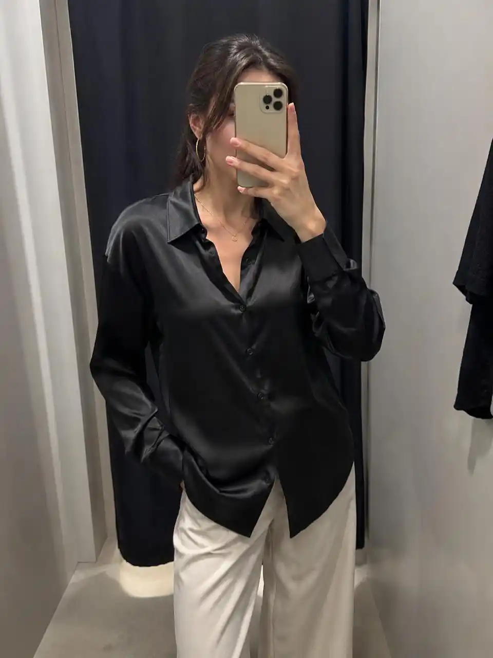 Ayollar atlas ko'ylagi, uzun yengli bluzka, klassik libosli ofis bluzkasi S–3XL