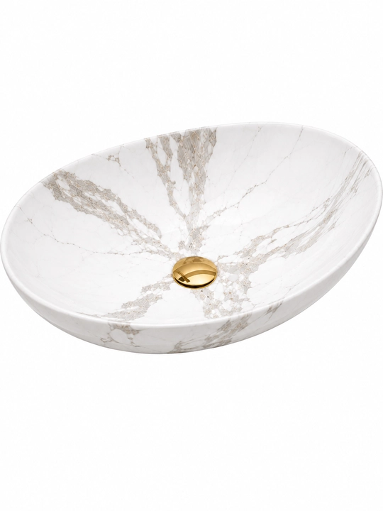 Rakovina McPoLOO MAB10165-2 oval oq marmar naqshli - 