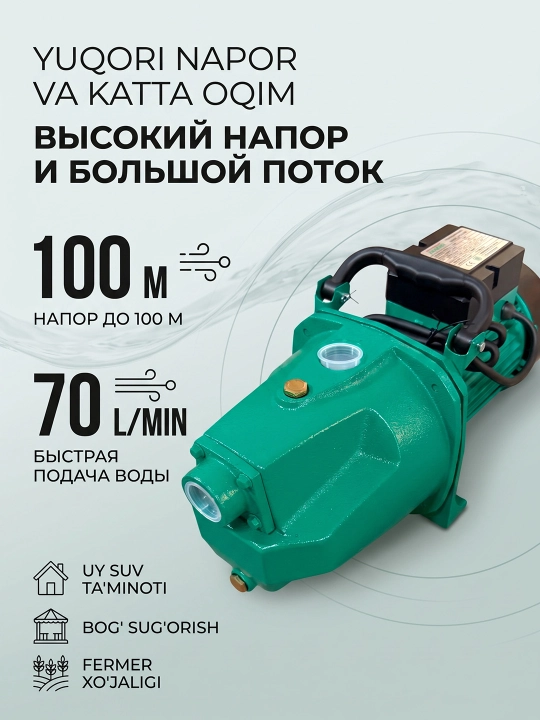 JET-100L 1,1 кВт самовсасывающий водяной насос для воды, поливной насос 220В