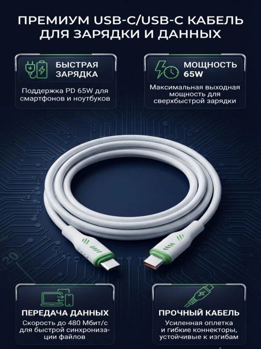 USB Type-C — USB Type-C kabel, smartfon va boshqa qurilmalarni tez zaryadlash uchun kabel - 
