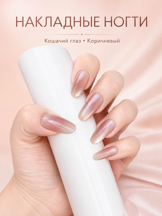 Накладные ногти "кошачий глаз", 10 шт - 