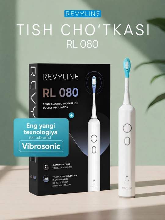 Revyline RL 080 elektr tish cho‘tkasi, tovushli, 9 ta rejim, 21 ta tozalash usuli