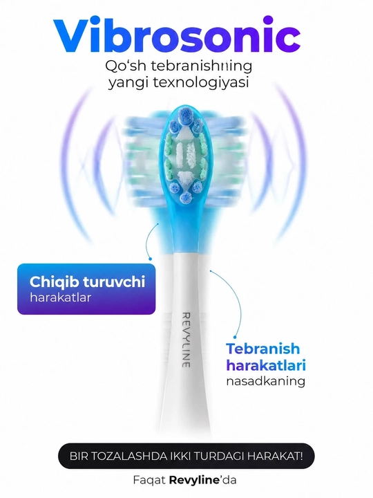 Revyline RL 080 elektr tish cho‘tkasi, tovushli, 9 ta rejim, 21 ta tozalash usuli