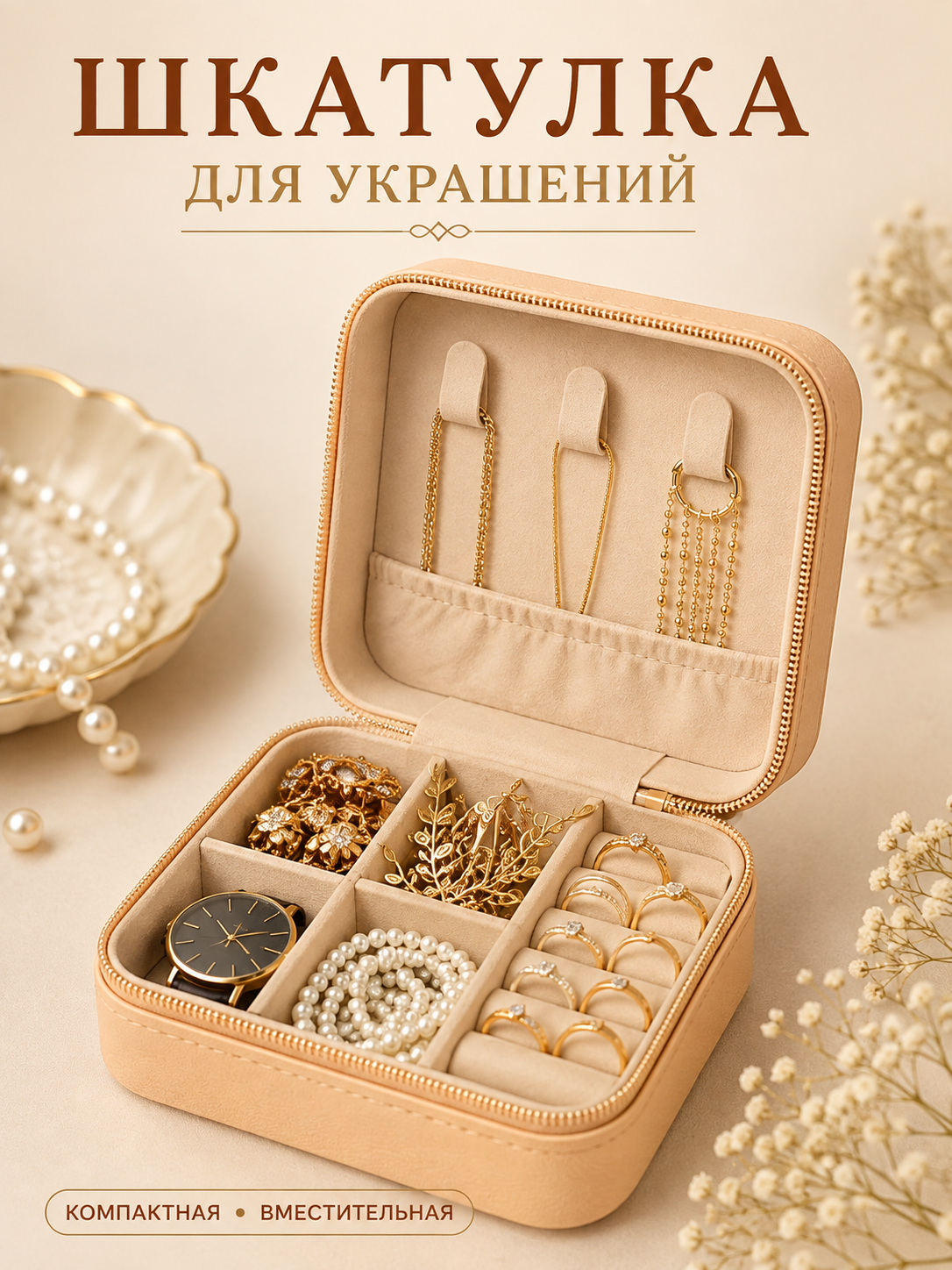 Шкатулка для хранения украшений и колец - 