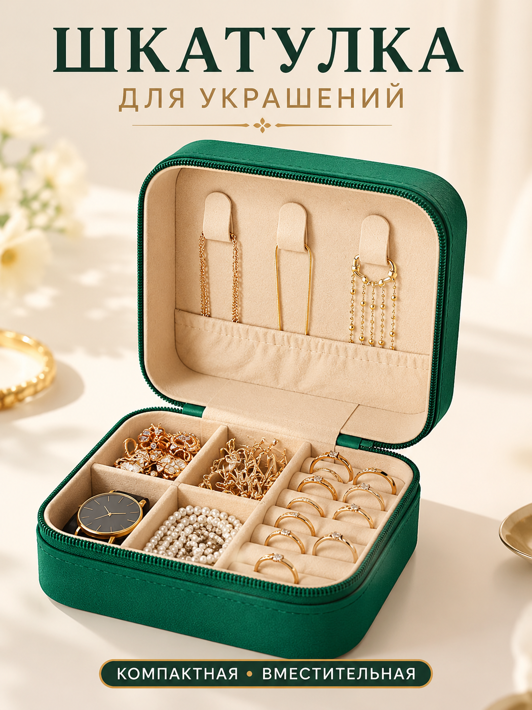 Шкатулка для хранения украшений и колец - 