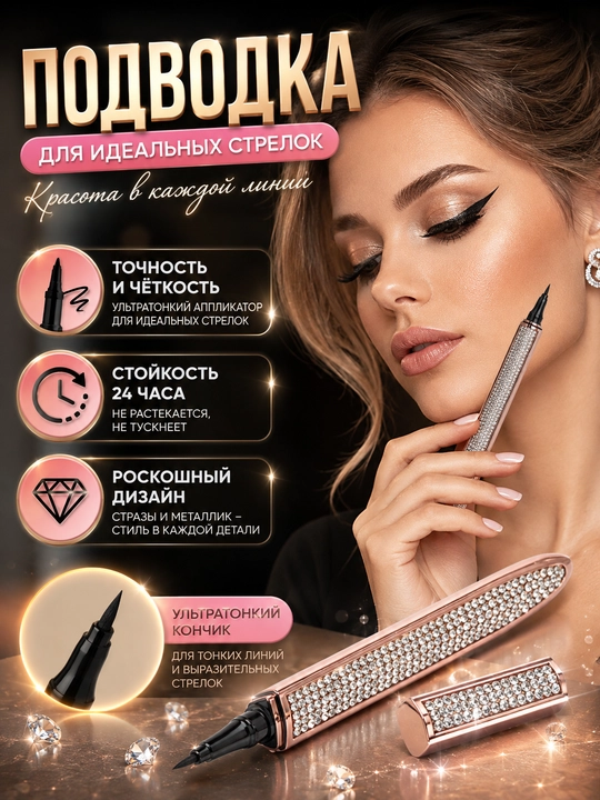 Подводка фломастер для глаз eyeliner Butterfly Town, жидкая, черная - 