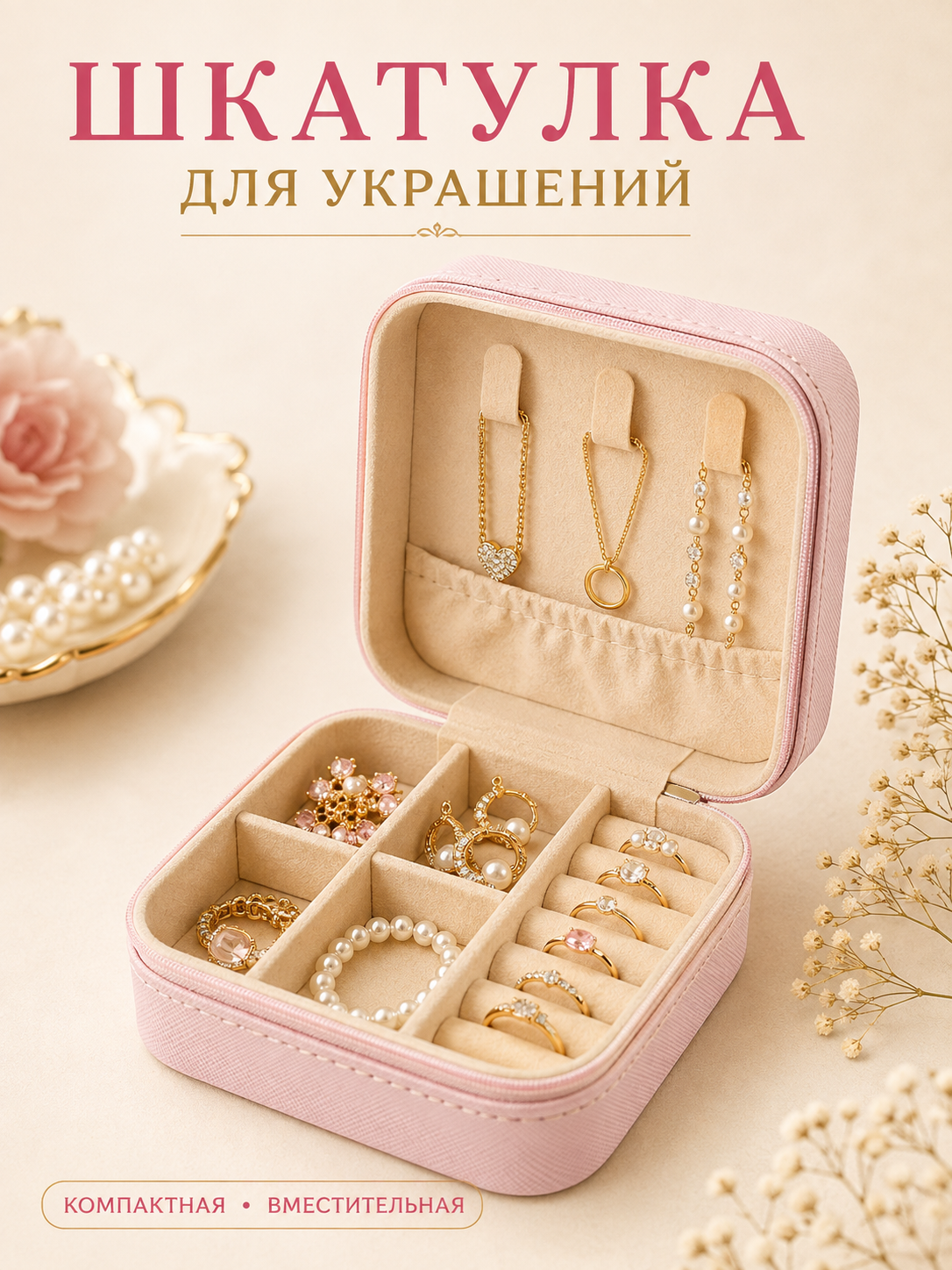 Шкатулка для хранения украшений и колец - 