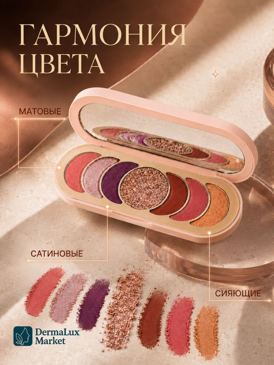 Ko‘z makiyaji uchun Rare Beauty paletkasi, Give Yourself Grace, mat va shimmer ranglar