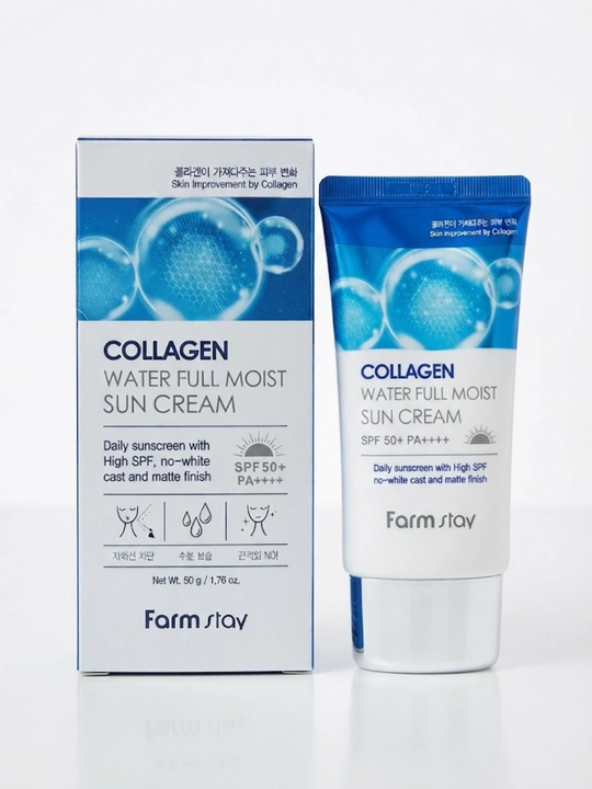 Quyoshga qarshi kremi Farmstay Collagen Water Full Moist Sun Cream SPF 50+ PA++++ (50 g) 
