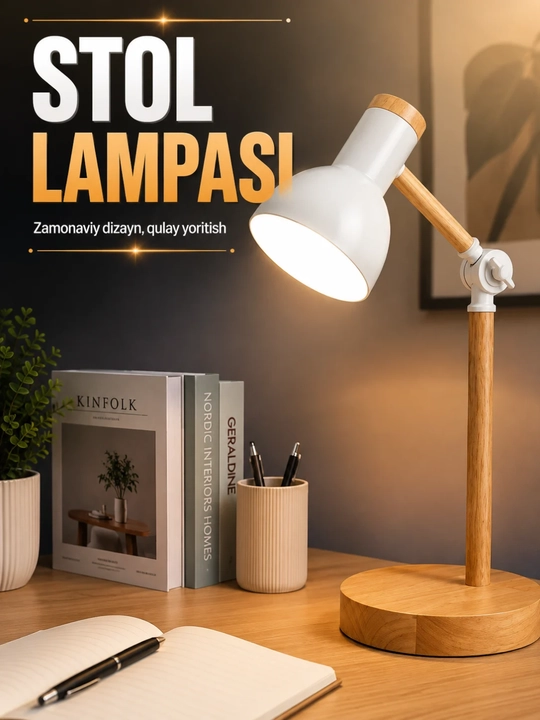 Stol lampasi, sozlanadigan stol yoritgichi, o‘qish va dars qilish uchun chiroq - 