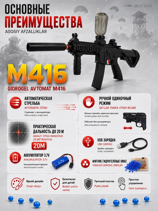Орбизный автомат P90 M416 Vector, игрушечный пистолет для детей