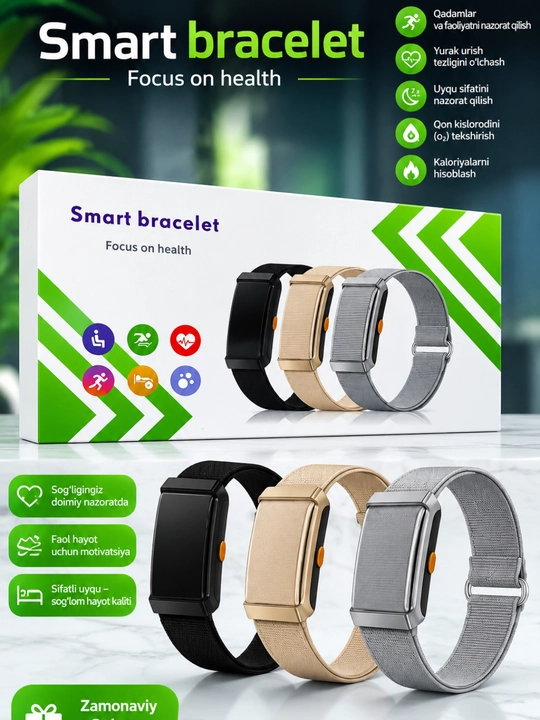 Smart Bracelet B11 — умный фитнес-браслет с мониторингом пульса, SpO₂, сна и количества шагов.