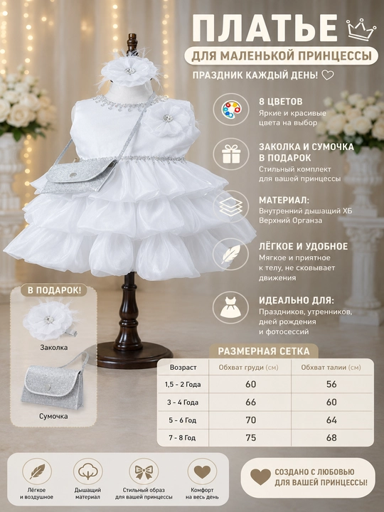 Нарядное платье для девочки, детский сарафан