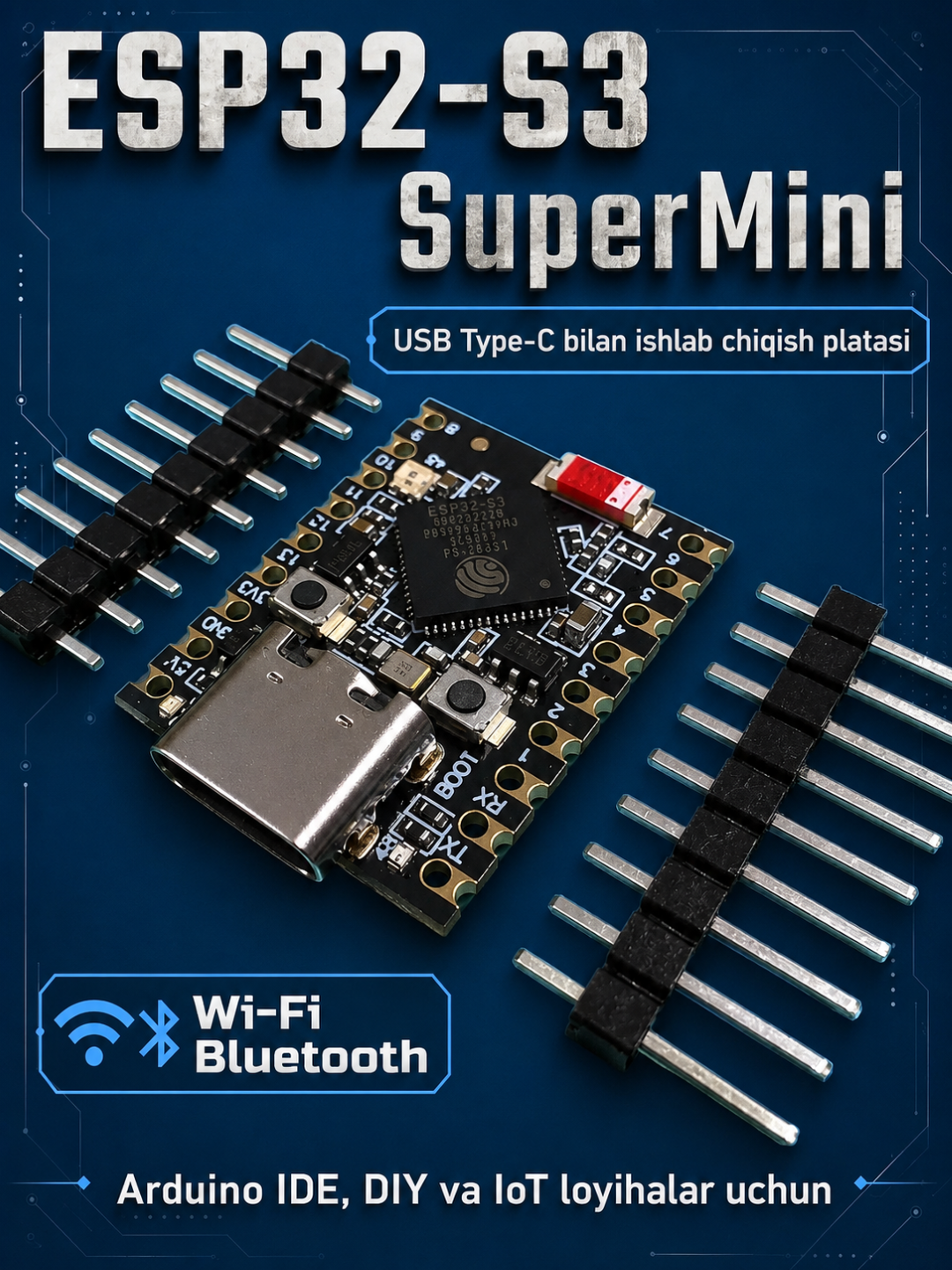 Микроконтроллер ESP32-S3 SuperMini 16MB Wi-Fi Bluetooth esp 32, робототехника - 