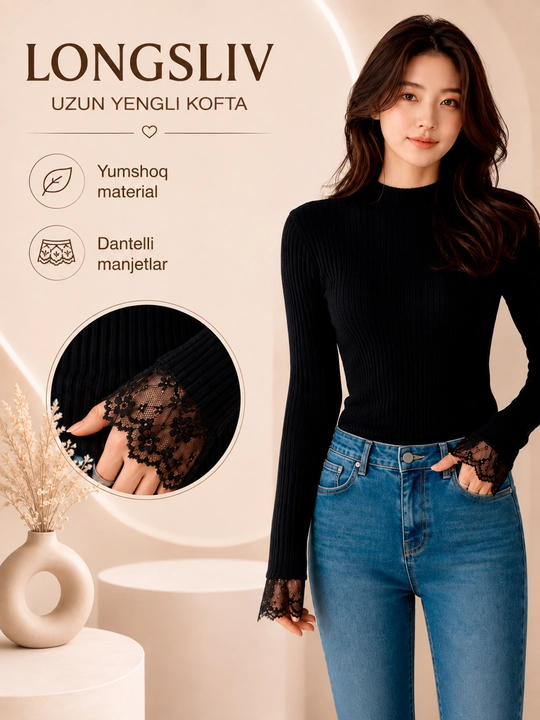 Ayollar uchun to‘r bezakli sviter