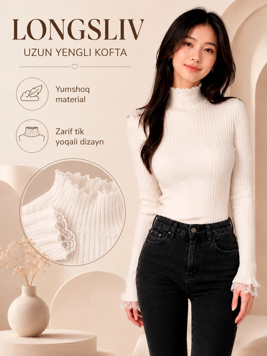 Ayollar uchun to‘r bezakli sviter