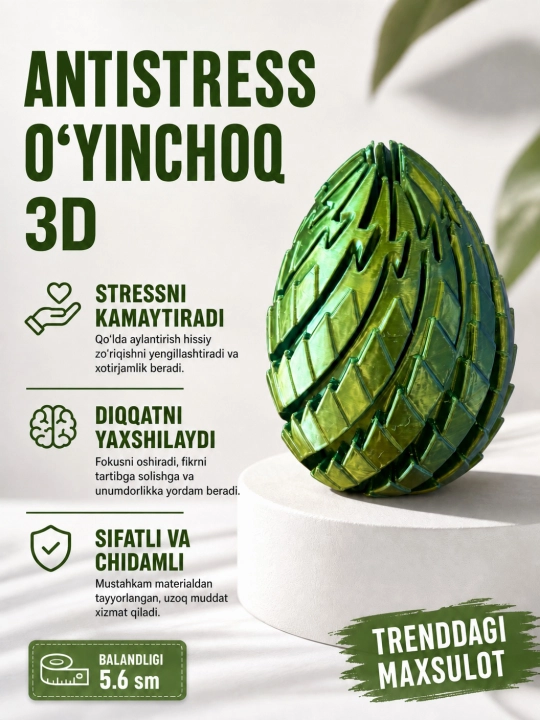 Antistres, kinetik spiral o'yinchoq, 3D piramida, o yinchoqlar, skvish, spinner