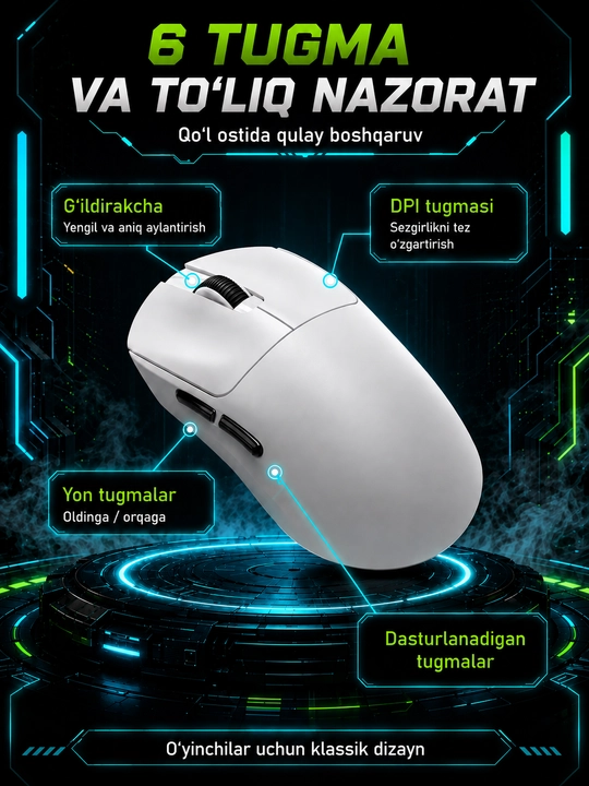 Geymerlar uchun simsiz T-Wolf X9, Q3 o‘yin sichqonchasi, shovqinsiz, o‘ta yengil, 2400 DPI