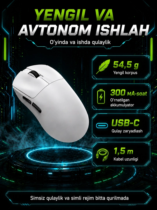Geymerlar uchun simsiz T-Wolf X9, Q3 o‘yin sichqonchasi, shovqinsiz, o‘ta yengil, 2400 DPI